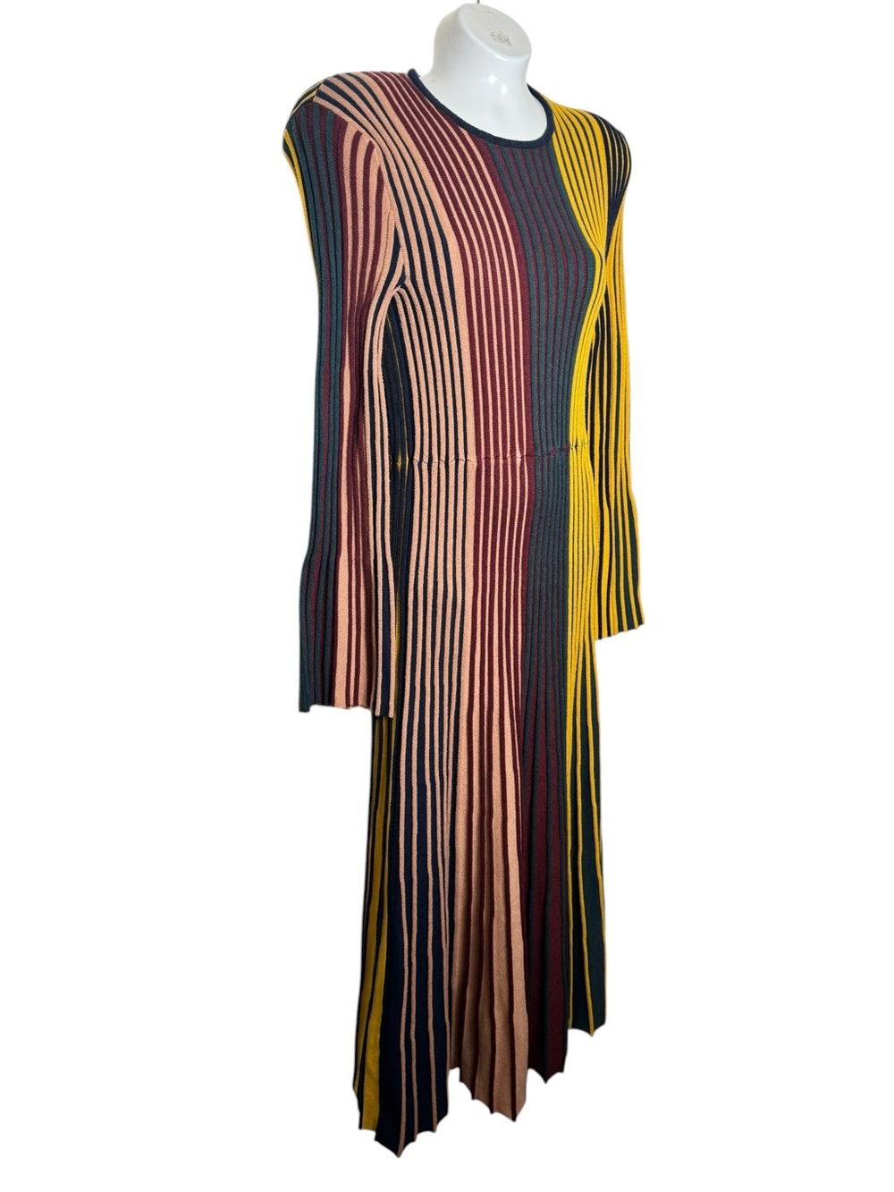 Simon Miller Celia Striped Long Sleeve Ribbed Midi Dress - Picture 4 of 11